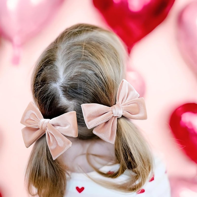 ONENINEDREAM Velvet Hair Bows Alligator Clips for Girls Pink Bow Clip for Hair Bowknot Alligator Barrettes Baby Girls Hair Accessories Pink Bows Toddlers Kids - Image 3
